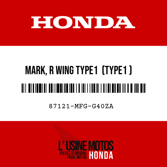 image de 87121-MFG-G40ZA MARK, R WING TYPE1  (TYPE1 )