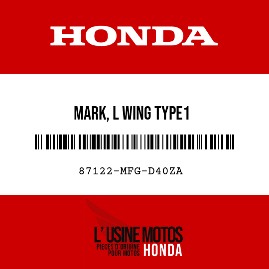 image de 87122-MFG-D40ZA MARK, L WING TYPE1