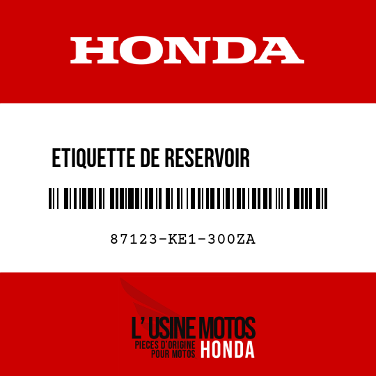 image de 87123-KE1-300ZA ETIQUETTE DE RESERVOIR        D'ESSENCE D TYPEB 