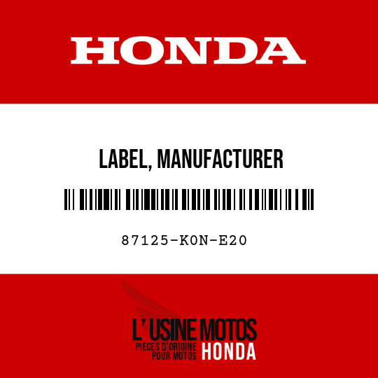 image de 87125-K0N-E20 LABEL, MANUFACTURER