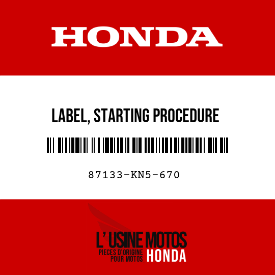 image de 87133-KN5-670 LABEL, STARTING PROCEDURE