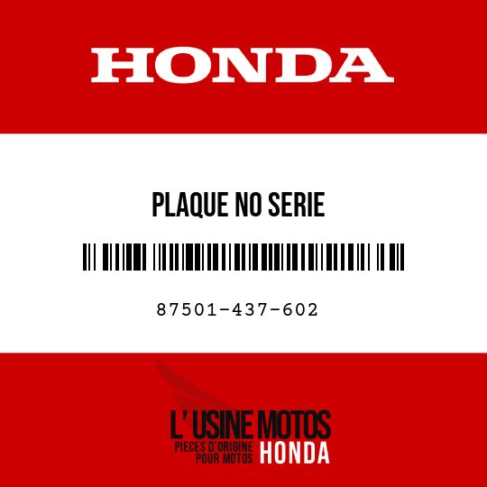 image de 87501-437-602 PLAQUE NO SERIE