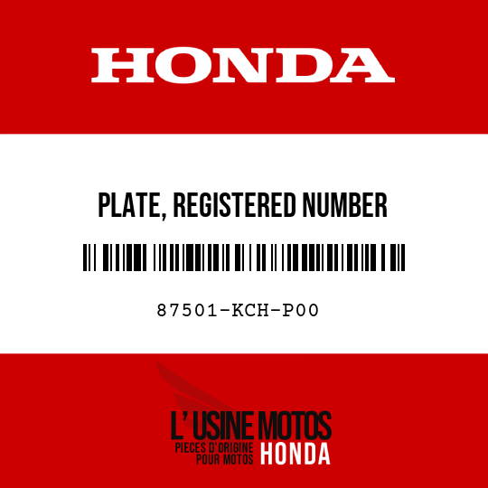 image de 87501-KCH-P00 PLATE, REGISTERED NUMBER