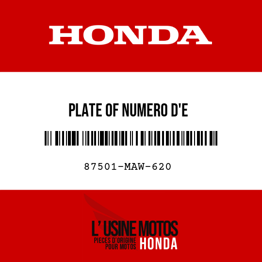 image de 87501-MAW-620 PLATE OF NUMERO D'E