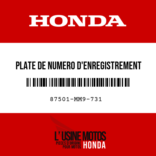 image de 87501-MM9-731 PLATE DE NUMERO D'ENREGISTREMENT