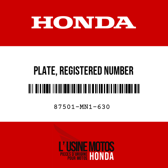 image de 87501-MN1-630 PLATE, REGISTERED NUMBER