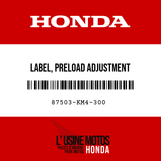 image de 87503-KM4-300 LABEL, PRELOAD ADJUSTMENT