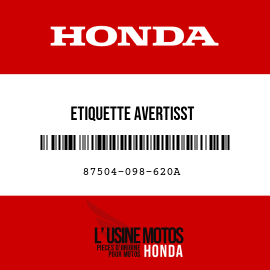 image de 87504-098-620A ETIQUETTE AVERTISST