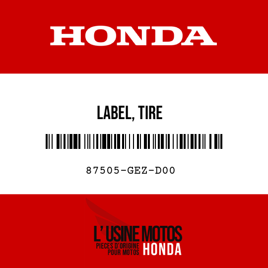 image de 87505-GEZ-D00 LABEL, TIRE