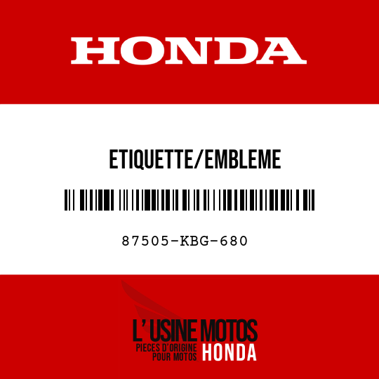 image de 87505-KBG-680 ETIQUETTE/EMBLEME