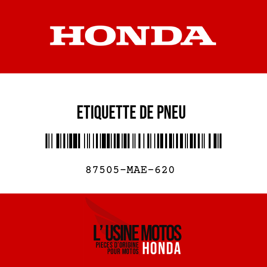image de 87505-MAE-620 ETIQUETTE DE PNEU
