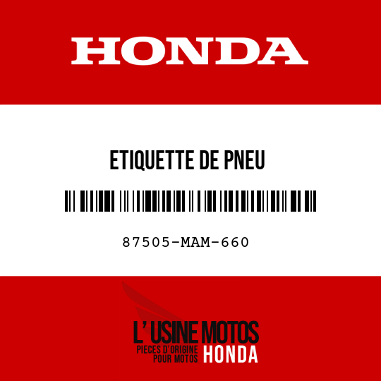 image de 87505-MAM-660 ETIQUETTE DE PNEU