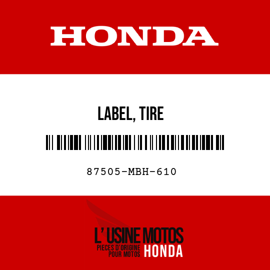image de 87505-MBH-610 LABEL, TIRE