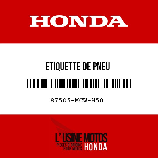 image de 87505-MCW-H50 ETIQUETTE DE PNEU