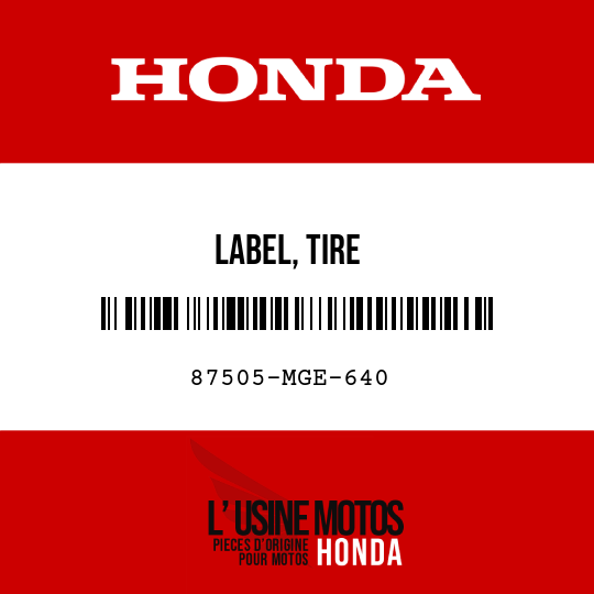 image de 87505-MGE-640 LABEL, TIRE