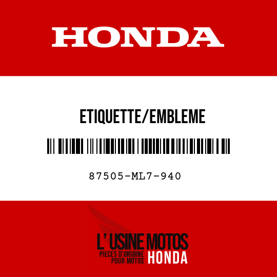 image de 87505-ML7-940 ETIQUETTE/EMBLEME