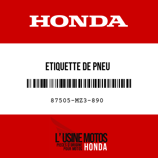 image de 87505-MZ3-890 ETIQUETTE DE PNEU