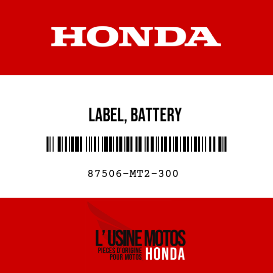 image de 87506-MT2-300 LABEL, BATTERY