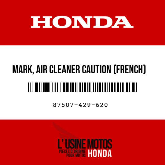 image de 87507-429-620 MARK, AIR CLEANER CAUTION (FRENCH)