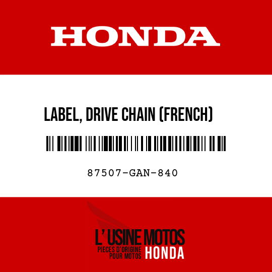 image de 87507-GAN-840 LABEL, DRIVE CHAIN (FRENCH)