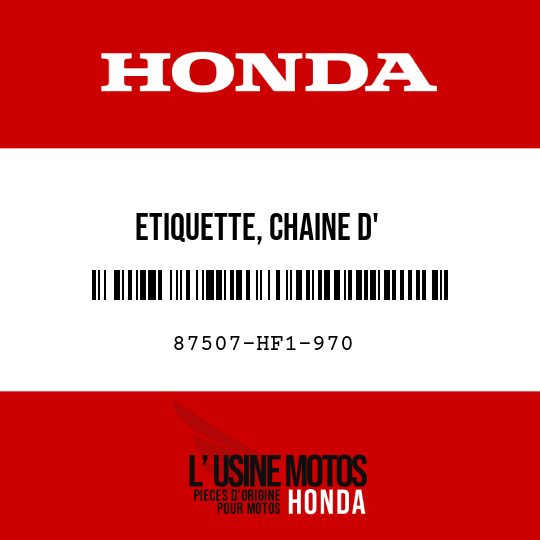 image de 87507-HF1-970 ETIQUETTE, CHAINE D'