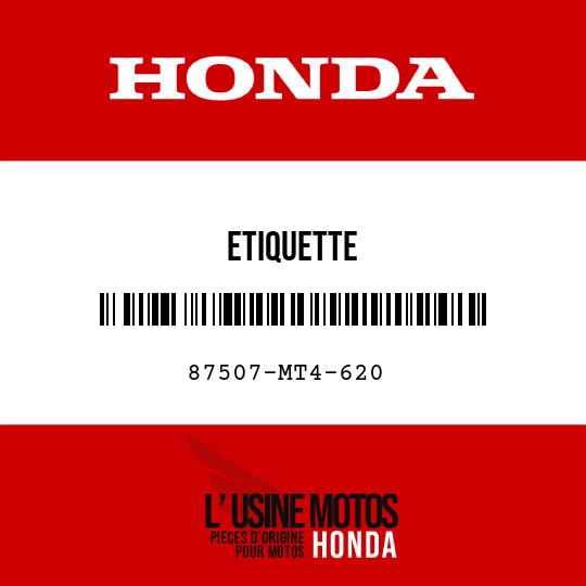 image de 87507-MT4-620 ETIQUETTE