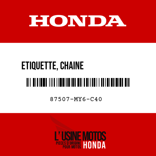 image de 87507-MY6-C40 ETIQUETTE, CHAINE             D'ENTRAINEMENT (FRANCAIS)