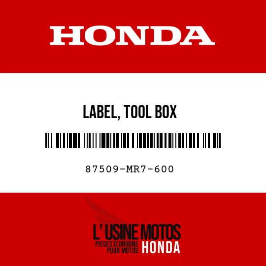 image de 87509-MR7-600 LABEL, TOOL BOX