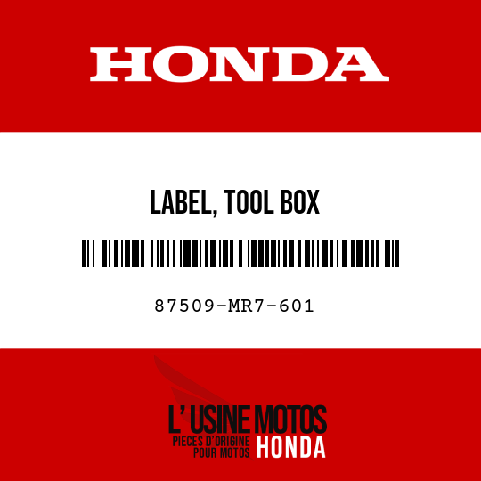 image de 87509-MR7-601 LABEL, TOOL BOX