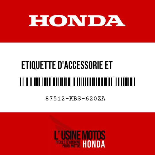 image de 87512-KBS-620ZA ETIQUETTE D'ACCESSORIE ET     CHARGE TYPEB 