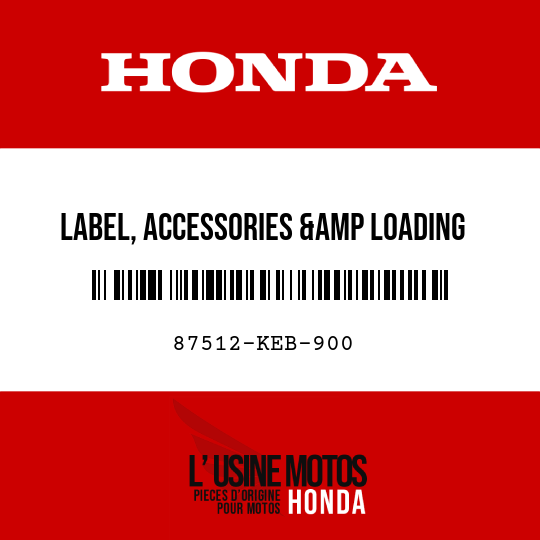 image de 87512-KEB-900 LABEL, ACCESSORIES &amp LOADING
