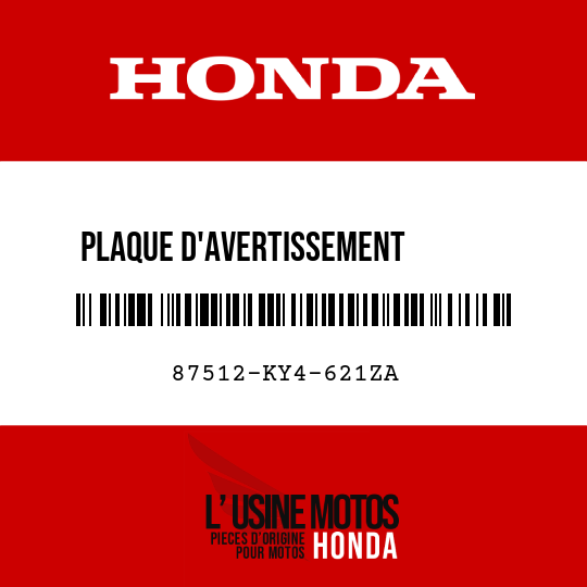image de 87512-KY4-621ZA PLAQUE D'AVERTISSEMENT        D'ACCESSOIRES ET DE CHARGE TYPEW 
