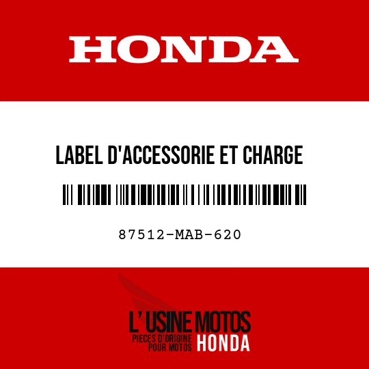 image de 87512-MAB-620 LABEL D'ACCESSORIE ET CHARGE