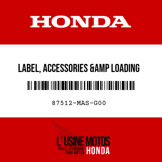image de 87512-MAS-G00 LABEL, ACCESSORIES &amp LOADING