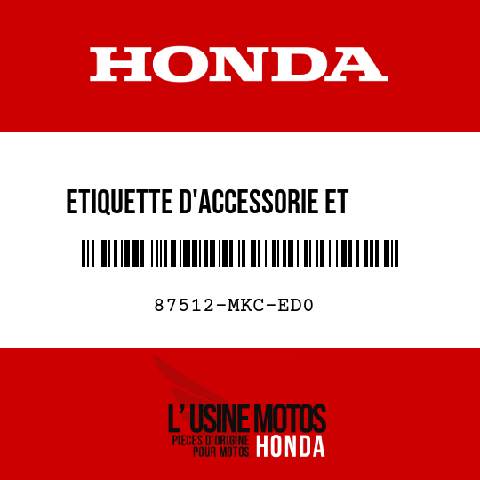 image de 87512-MKC-ED0 ETIQUETTE D'ACCESSORIE ET     CHARGE