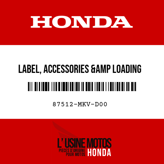 image de 87512-MKV-D00 LABEL, ACCESSORIES &amp LOADING (PICTOGRAPH)