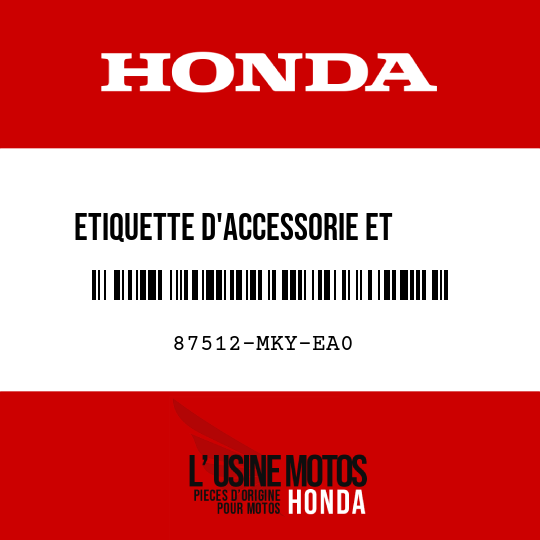 image de 87512-MKY-EA0 ETIQUETTE D'ACCESSORIE ET     CHARGE