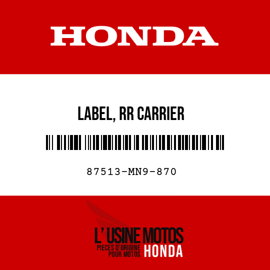 image de 87513-MN9-870 LABEL, RR CARRIER