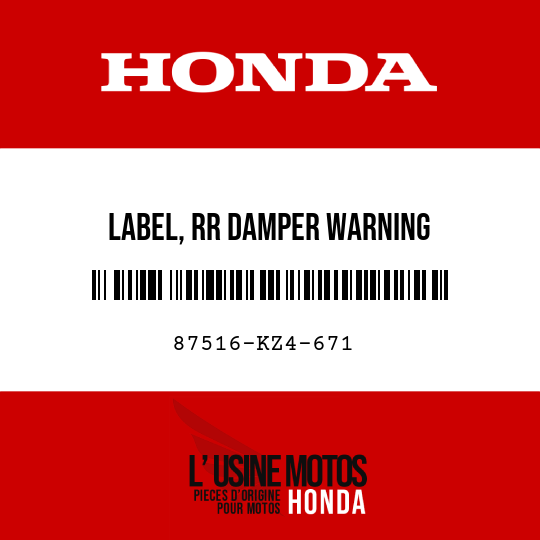 image de 87516-KZ4-671 LABEL, RR DAMPER WARNING