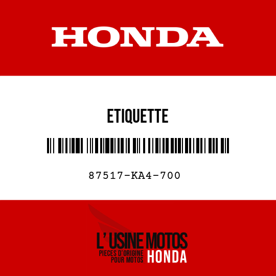 image de 87517-KA4-700 ETIQUETTE