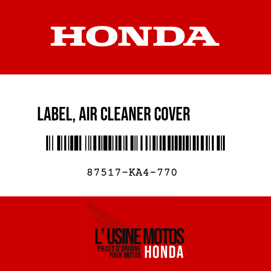 image de 87517-KA4-770 LABEL, AIR CLEANER COVER      CAUTION