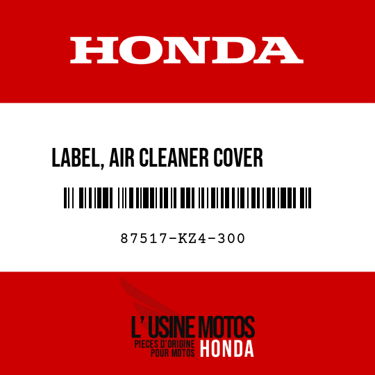 image de 87517-KZ4-300 LABEL, AIR CLEANER COVER      CAUTION