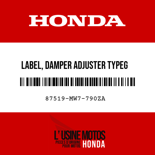 image de 87519-MW7-790ZA LABEL, DAMPER ADJUSTER TYPEG  (TYPEG )