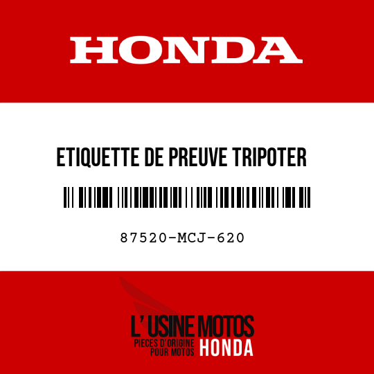 image de 87520-MCJ-620 ETIQUETTE DE PREUVE TRIPOTER