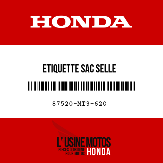 image de 87520-MT3-620 ETIQUETTE SAC SELLE