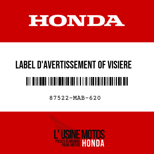 image de 87522-MAB-620 LABEL D'AVERTISSEMENT OF VISIERE (FRENCH)