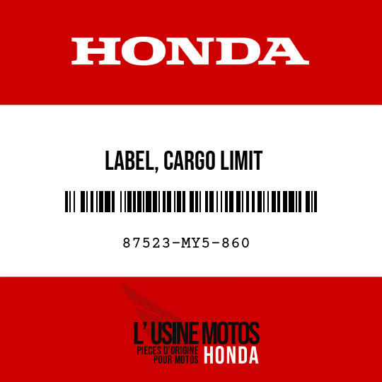 image de 87523-MY5-860 LABEL, CARGO LIMIT