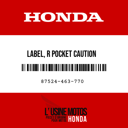 image de 87524-463-770 LABEL, R POCKET CAUTION