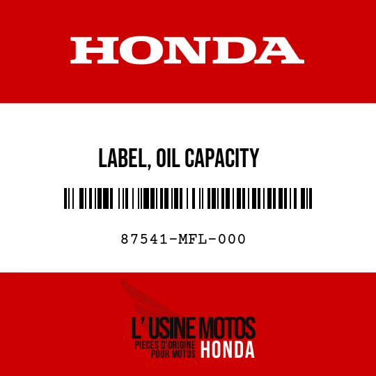 image de 87541-MFL-000 LABEL, OIL CAPACITY