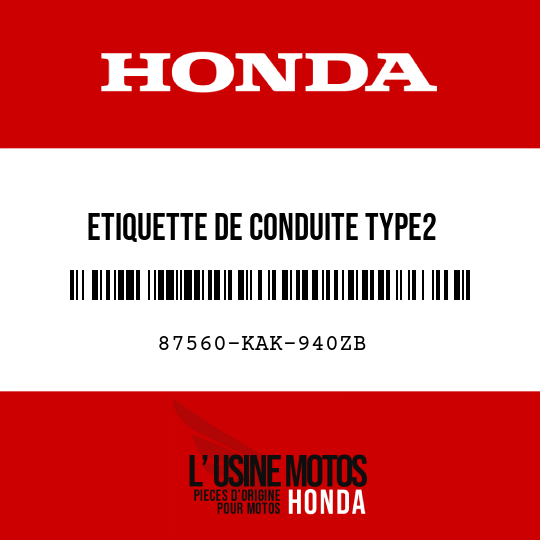 image de 87560-KAK-940ZB ETIQUETTE DE CONDUITE TYPE2